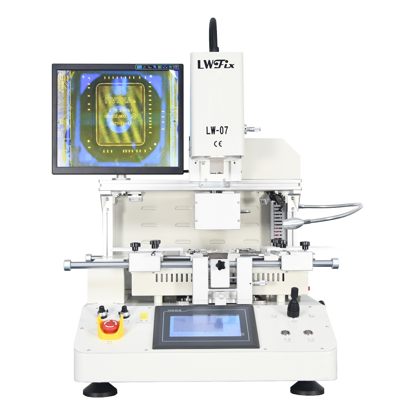 Infrared Bga Rework Station - 赤外線BGAリワークステーション LW-07。3ゾーンのホットエア式、タッチスクリーン操作の半田付け機。4800Wの半田付けツール、光学アライメントシステム搭載。